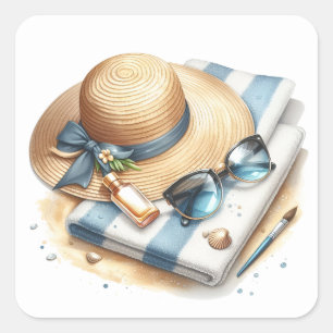 Adesivo Quadrado Vinhetas de Verão divertidas