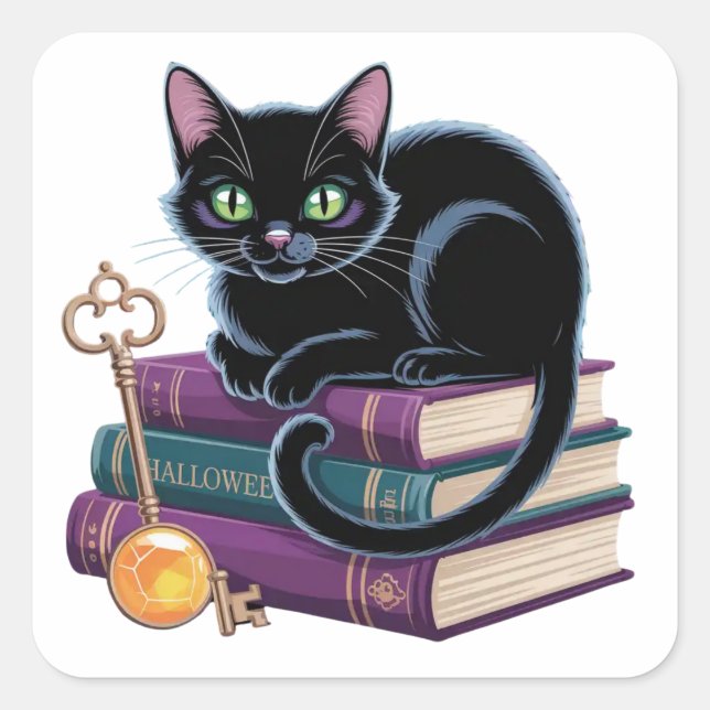 Adesivo Quadrado Vinhetas do Halloween - Designs festivos, divertid (Frente)