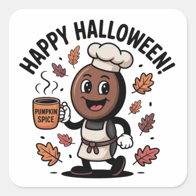 Adesivo Quadrado Vinhetas do Halloween - Designs festivos, divertid (Frente)