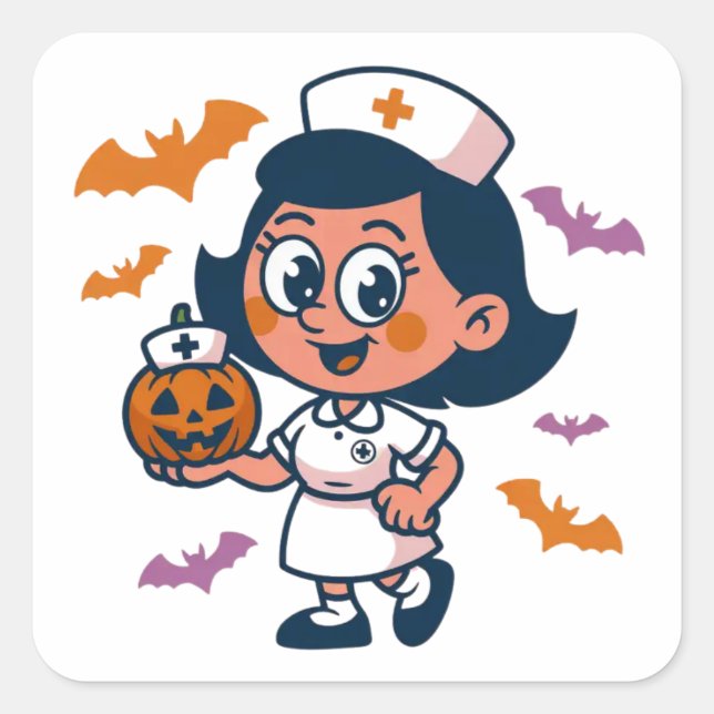 Adesivo Quadrado Vinhetas do Halloween - Designs festivos, divertid (Frente)
