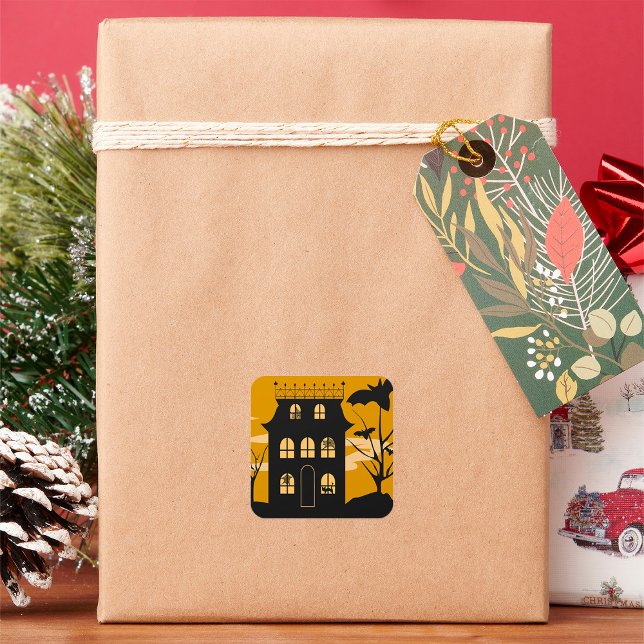 Adesivo Quadrado Vinhetas do Halloween Halloween (Criador carregado)