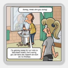 Adesivo Quadrado Vinhetas Engraçadas da Ilha Baleeira