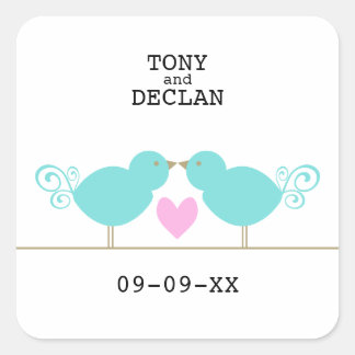 Adesivo Quadrado Vinhetas especiais de aves azuis-brancas