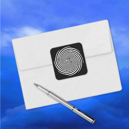 Adesivo Quadrado Vinhetas Espirais de Hipnose, Fundo Preto