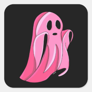 Adesivo Quadrado Vinhetas-fantasma cor-de-rosa fantasma