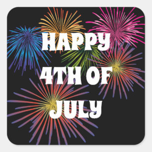 Adesivo Quadrado Vinhetas Felizes do 4º de julho do Fireworks
