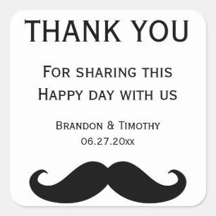 Adesivo Quadrado Vinhetas Gay brancas com bigode