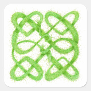 Adesivo Quadrado Vinhetas GREEN CELTIC KNOT Pequenas Quadradas