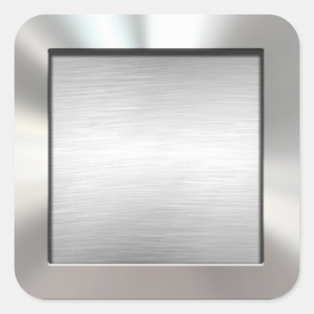 Adesivo Quadrado Vinhetas Metálicas Brutas com Moldura de Prata (Frente)