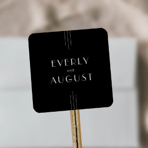 Adesivo Quadrado Vinhetas Negras de Casamento com Arte Negra