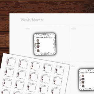 Adesivo Quadrado Vinhetas para Diários Grateful com chocolate