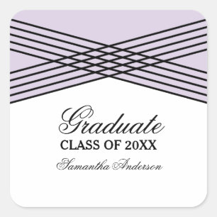 Adesivo Quadrado Vinhetas para graduação em deco roxo elegantes