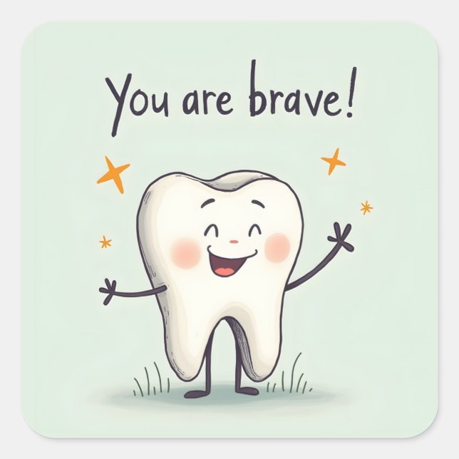 Adesivo Quadrado Vinhetas para pequenos dentistas (Frente)