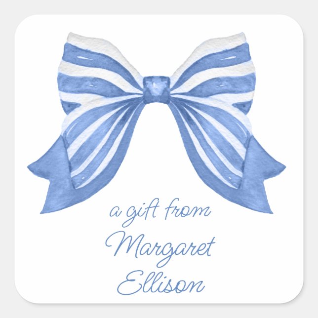 Adesivo Quadrado Vinhetas para presentes de Arco com cruz azul de c (Frente)