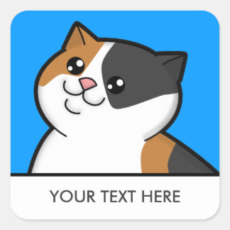 Adesivo Quadrado Vinhetas Quadradas de Gato Feliz de Calico