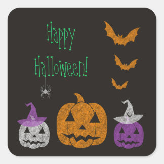 Adesivo Quadrado Vinhetas Quadradas de Halloween