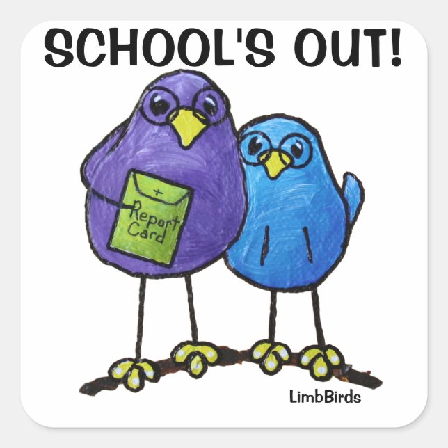 Adesivo Quadrado Vinhetas Quadradas de LimbBirds, Brilhantes (Frente)