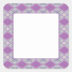 Adesivo Quadrado Vinhetas quadradas do LILAC ARGYLE KNIT 1,5"