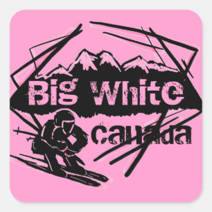 Adesivo Quadrado Vinhetas rosa-de-esqui do Canadá grande
