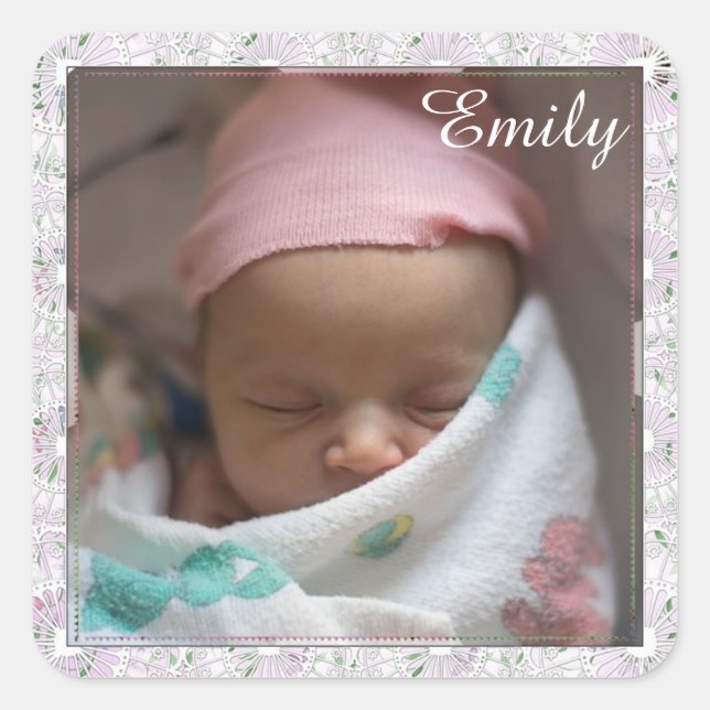 Adesivo Quadrado Vinhetas Rosa-Rosa-Rosa-Personalizadas (Frente)