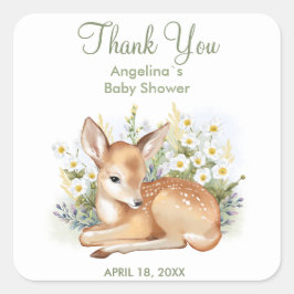 Adesivo Quadrado Vinhetas te obrigado por chá de fraldas.