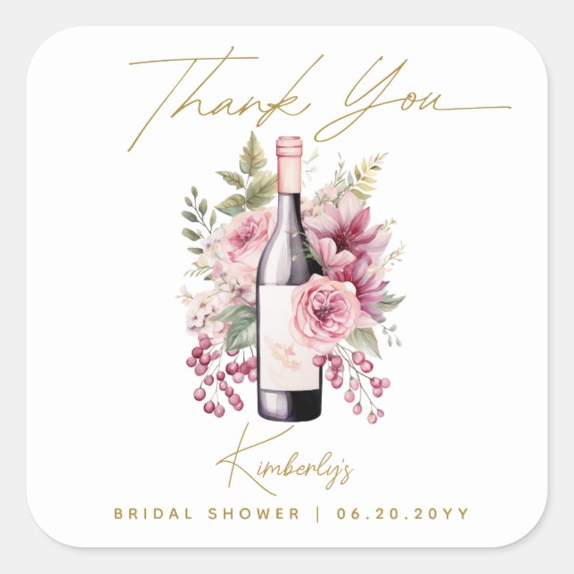 Adesivo Quadrado Vinho antes dos Votos Banquete de Chá de Noiva Ele (Frente)