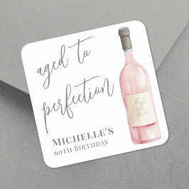 Adesivo Quadrado Vinho Com Idade Simples À Perfeição Aniversário