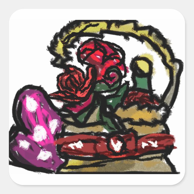 Adesivo Quadrado Vinho e namorados rosa (Frente)