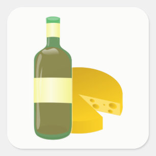 Adesivo Quadrado Vinho e queijo
