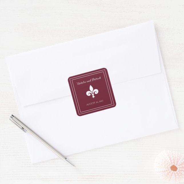 Adesivo Quadrado Vinho Fleur de Lis (Envelope)