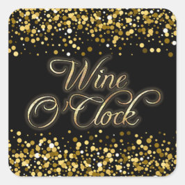 Adesivo Quadrado Vinho O'Clock Dourado Sparkle