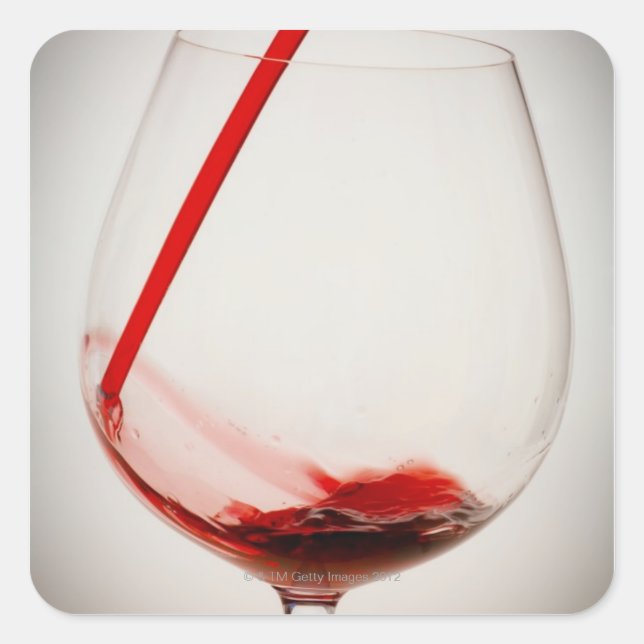 Adesivo Quadrado Vinho tinto em vidro, próximo (Frente)