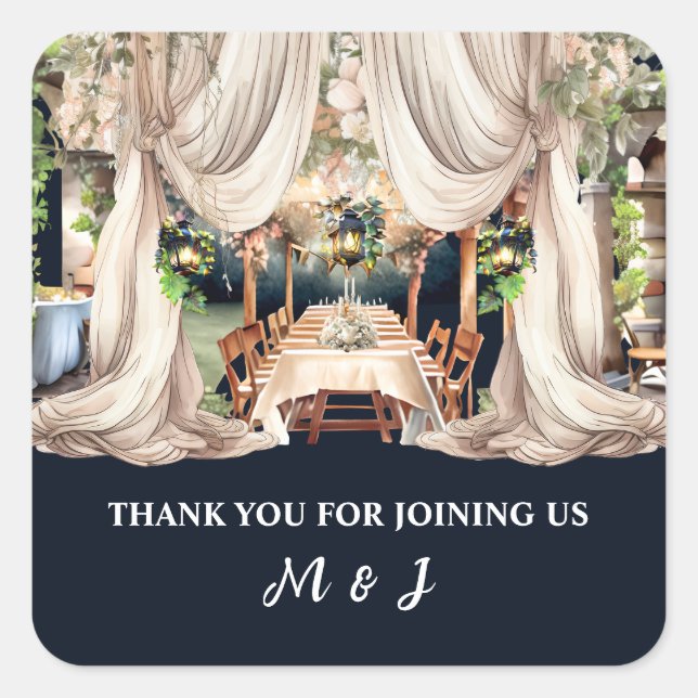 Adesivo Quadrado Vinícola de vinha país toscano mesa de adega (Frente)