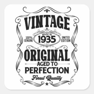 Adesivo Quadrado Vintage 1935 envelhecida à perfeição