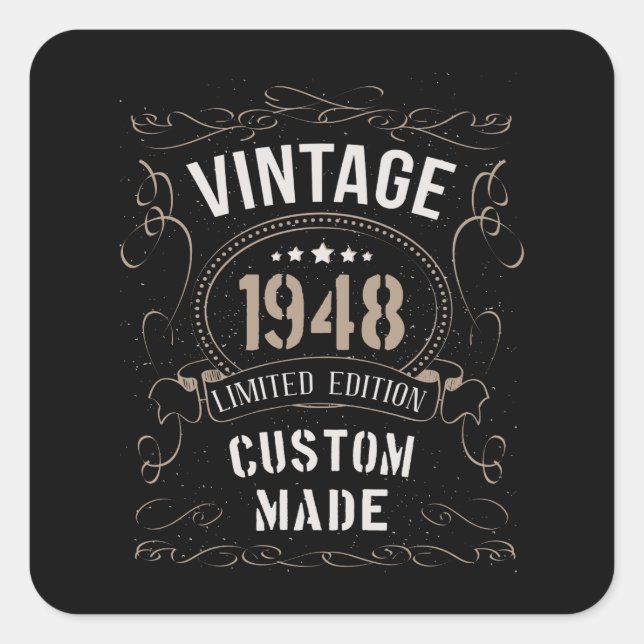 Adesivo Quadrado Vintage 1948 Limited Edition Personalizada (Frente)