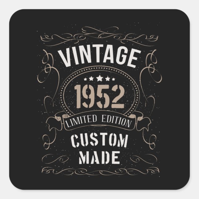 Adesivo Quadrado Vintage 1952 Limited Edition Personalizada (Frente)