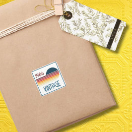 Adesivo Quadrado Vintage 1986 Retro Stripe Sun 50th Birthday