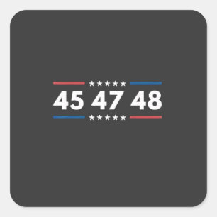 Adesivo Quadrado Vintage 45 47 48 Trump 2024 EUA Flag Presidente