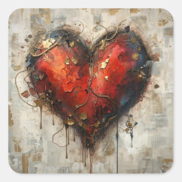 Adesivo Quadrado Vintage Abstract Hearts - Stickers
