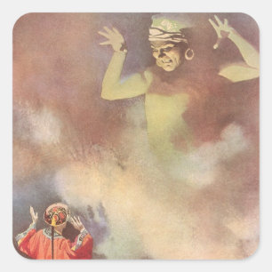 Adesivo Quadrado Vintage Aladdin e o Genie da Lâmpada, Godwin