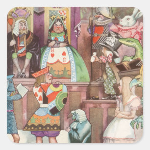 Adesivo Quadrado Vintage Alice no país das maravilhas, rainha dos