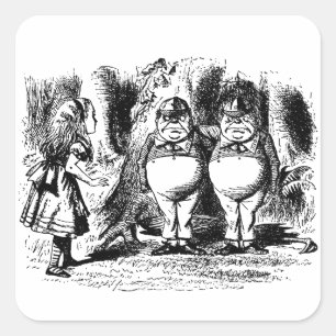 Adesivo Quadrado Vintage Alice no País das Maravilhas, Tweedledum 