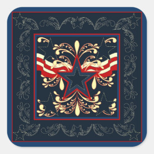 Adesivo Quadrado Vintage All American Sticker