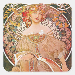 Adesivo Quadrado Vintage Alphonse Maria Mucha Art