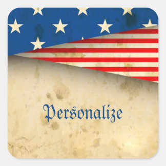 Adesivo Quadrado Vintage American Flag