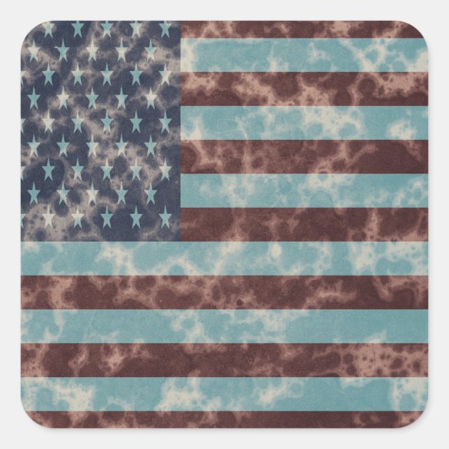 Adesivo Quadrado Vintage American Flag Sticker (Frente)