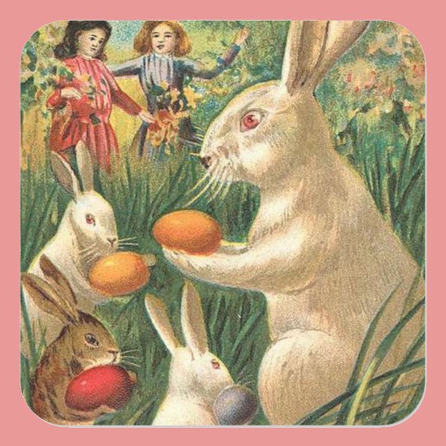 Adesivo Quadrado Vintage Animais Lindos Páscoa (Criador carregado)