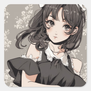 Adesivo Quadrado Vintage Anime LBD Sticker - Elegância Anime