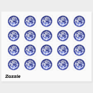 Adesivo Quadrado Vintage Antique Blue Willow Pattern cerca de 1790
