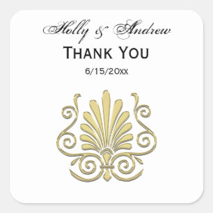 Adesivo Quadrado Vintage Art Deco Plume Dourado Árabe